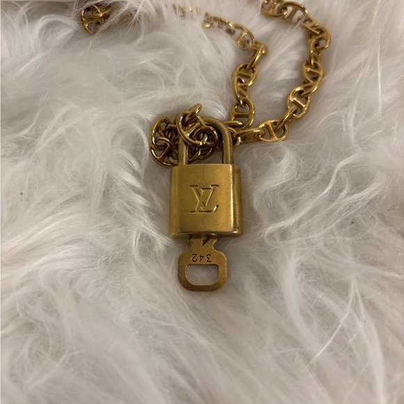Louis Vuitton Lock & Key w/ Stainless Steel Gold Chain Necklace - Picture 4 of 9